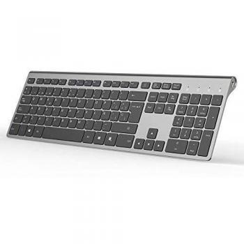Teclado Inalámbrico Recargable, JOYACCESS 2.4G QWERTY Teclado de Tamaño Completo, Compacto, Ergonómico Teclado para PC, Laptop, Mac y Smart TV, Compatible con Windows 10/XP/7/8/Vista
