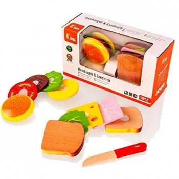 VIGA - Pack de Hamburguesa y sándwich de Juguete - Madera