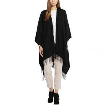 Berydale Capa/poncho con flecos, Negro