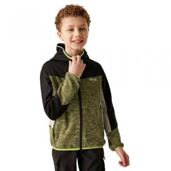 Regatta Kids' Dissolver IX Full Zip Hooded Fleece Jacket - Nephrite Green/Black, Size: 5-6 Years
