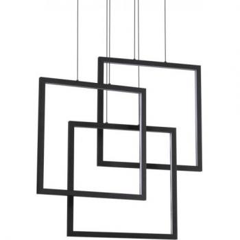 Lámpara colgante LED integrada de metal y aluminio negro, 1 bombilla, 80W, luz cálida 3000K