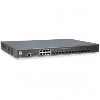 LevelOne GTL-2091 20-Port L3 Managed Gigabit Ethernet Switch (12 x 10GbE SFP+ & 8 x Gigabit RJ45) with Redundant Power Supply