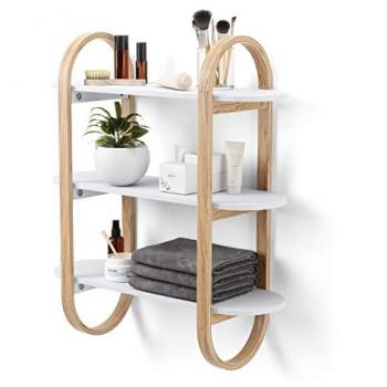 Umbra Bellwood Decorative Wall Shelf - Brown/White MDF, 75cm H x 65cm W x 24cm D