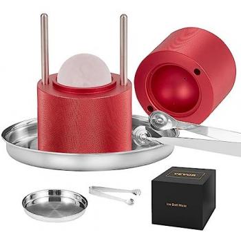 Mophorn 2.4-Inch Ice Ball Press Kit - Aircraft Aluminum Alloy Maker for 60mm Ice Spheres, Includes Tongs and Drip Tray