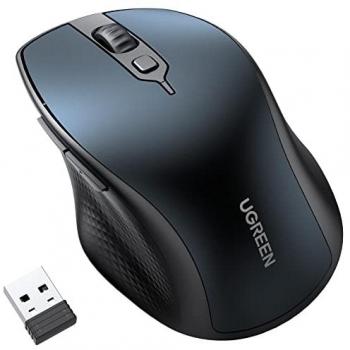 Ratón inalámbrico ergonómico Ugreen MU101 Bluetooth 2.4 GHz - azul, DPI ajustable hasta 4000, 6 botones silenciosos