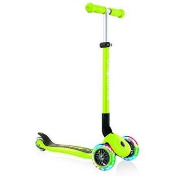 Globber - PRIMO FOLDABLE LIGHTS - Patinete de 3 ruedas plegable e iluminado para niños de 3 a 7 años + , Verde lima