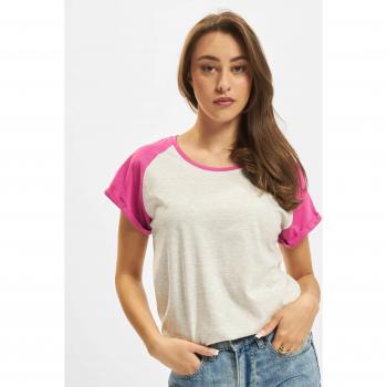 Urban Classics Women's Contrast Raglan T-Shirt - Grey/Wine Red - S to 5XL
