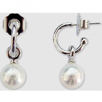 Pendientes de mujer perla con criolla de rodio 10mm