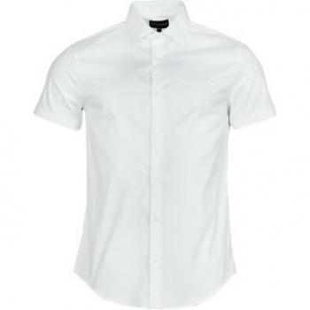 Emporio Armani White Cotton Classic Collar Shirt for Men, Size 2XL