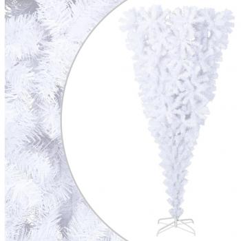 vidaXL Upside-down Artificial Christmas Tree with Stand White 210 cm
