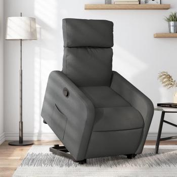 Sillón reclinable elevable de tela gris oscuro vidaXL