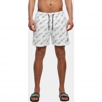 Urban Classics Pattern Swim Shorts with Whitescript Logo - XL