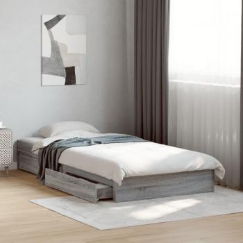 Cama con cajones Sunkerchief gris Sonoma 90x190 cm madera multicapa