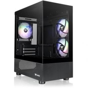 Caja de PC Thermaltake View 170 TG ARGB Micro ATX con paneles de vidrio templado, color negro