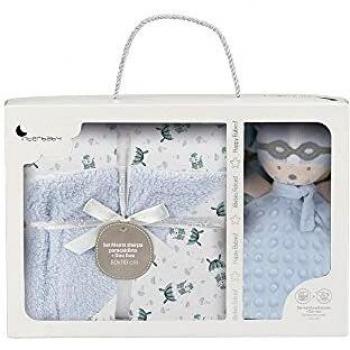 Interbaby Set Regalo para bebés: Manta Paracaidista Azul con Borreguillo y dudu