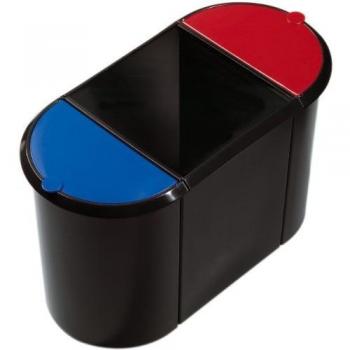 Papelera Modular Trio Oval PE 38L Negro/Rojo/Azul