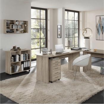 Estantería con ruedas giratorias y 4 compartimentos color roble FMD Beige