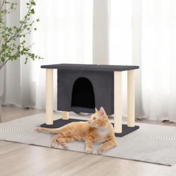 Rascador para gatos Día y Noche con postes de sisal gris oscuro 50 cm