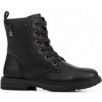 Botas Geox J Eclair para Niña, Estilo Militar, con Detalles de Tachuelas y Cremallera Lateral, Color Negro