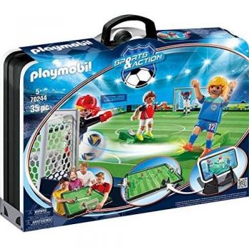 PLAYMOBIL Sports & Action Campo de Fútbol Maletín, con Soporte para Smartphone, a Partir de 5 Años