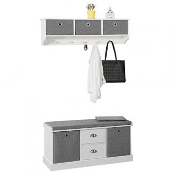 Mueble Recibidor Zapatero con Perchero Gris y Blanco FSR66-HG+FRG282-W