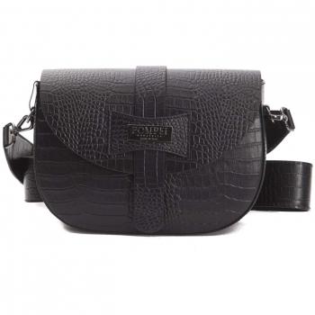 Pompei Donatella Black Leather Crossbody Bag