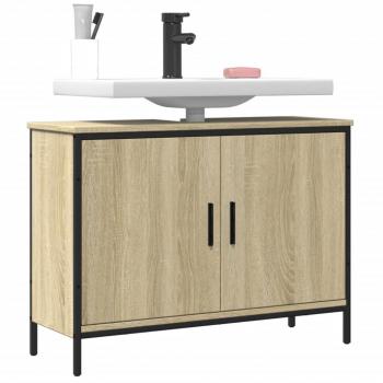Mueble de baño Sonoma 80x30x60 cm madera multicapa, armario lavabo baño madera ingeniería roble Sonoma 80x30x60 cm Vidaxl Marrón