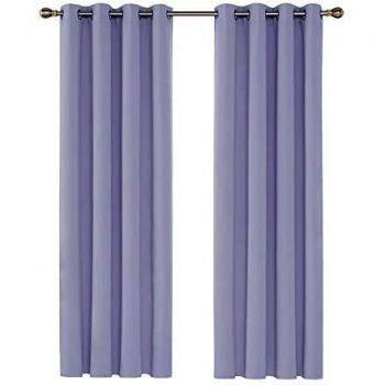 Deconovo Cortinas Opacas Térmicas Aislantes para Ventanas de Habiatción con Ollaos 2 Piezas 117x229cm Púrpura Claro