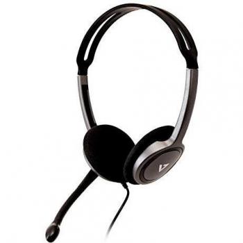 V7 HA212-2EP auricular con micrófono Binaural Diadema Negro, Plata - Auriculares con micrófono
