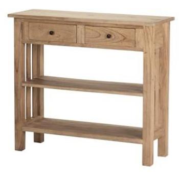Consola de Madera Mindi Natural con 2 Cajones 90x30x80 cm