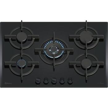 Placa de gas empotrable Balay 60 cm, 3 zonas de cocción, cristal templado negro, mandos extraíbles, Autoencendido y GasStop