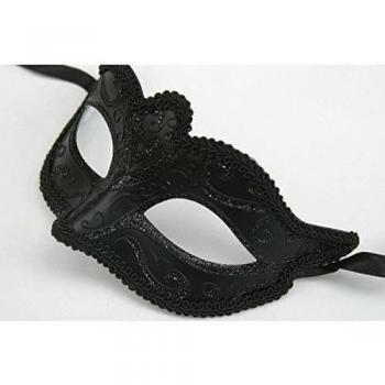 Mascara veneciana de carnaval, negro medianoche.