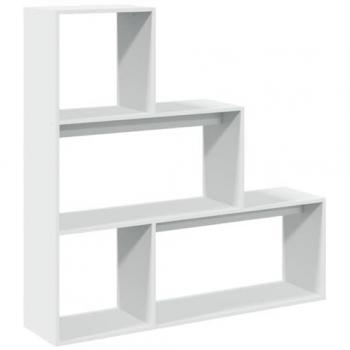 Librería Partición 3 Estantes Blancos 123x29x123 cm en Aglomerado, Madera Blanca, Divisora, 3 Niveles