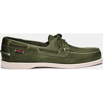 Náuticos de Hombre Sebago Docksides Crazy en Piel con Suela de Goma - Verde Militar 39.5 EU
