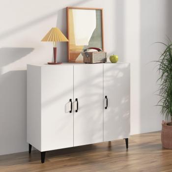 Aparador de madera contrachapada blanco 90x34x80 cm