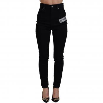 Black Sequined Cotton Slim Fit Denim Jeans - IT38 | XS, Dolce & Gabbana, Skinny Jeans, female, Black, Size: 2XS