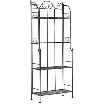 Estantería de Metal Negra para Jardín y Baño, 4 Niveles, Diseño Rústico, Autoportante