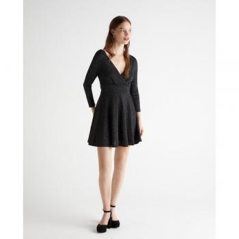 Vestido corto lurex de manga larga Green Coast