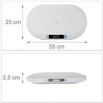 Báscula Digital para Bebés y Mascotas, hasta 20 kg, Sin Pilas, Color Blanco