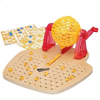 Bingo de mesa manual de madera CB Games - Juego de mesa para niños y adultos, juego del bingo, juegos en familia, color rojo, material de madera