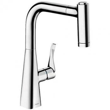 Hansgrohe 14834000 Metris Grifo de cocina con ducha extraíble, 220 mm, Cromo