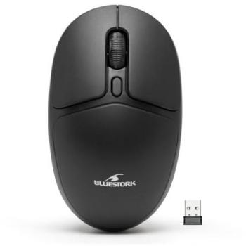 Ratón Inalámbrico Bluestork Office 25 Negro - Conexión 2.4 GHz - Autonomía Prolongada