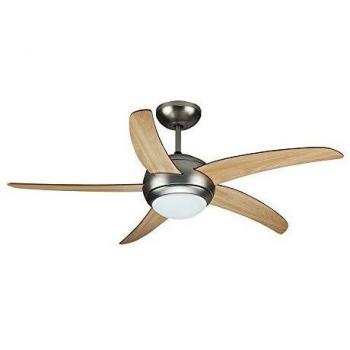 Ventilador de Techo LED 60W con Mando a Distancia y 5 Palas MDF Claras, Doble Portalámpara E27