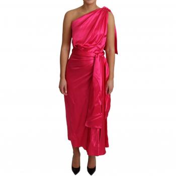 Dolce & Gabbana Pink Fitted Cut One Shoulder Midi Dress - IT38|XS