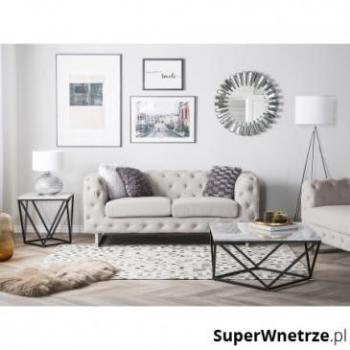Sofá Chesterfield 2 Plazas Beige Tapizado con Botones Vissland
