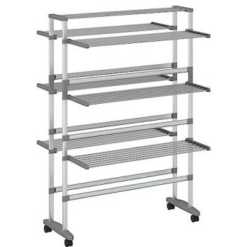 Tendedero para ropa con ruedas de aluminio 89x64x129 cm color plateado