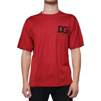 Red Cotton Logo Print Crew Neck T-Shirt - Dolce & Gabbana Size S