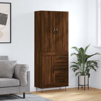 Aparador alto de madera contrachapada marrón roble 69,5x34x180 cm vidaXL