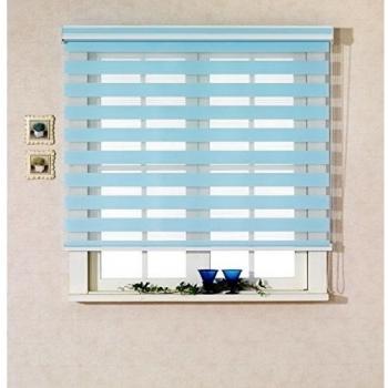 Estor horizontal de ventana – estor doble enrollable, máximo de 240 cm de ancho por 240 cm de largo, poliéster y mezcla de poliéster, 07.skyblue, W210 x H210