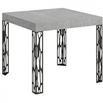 Mesa extensible Ghibli 90x90/246 cm cemento con estructura antracita